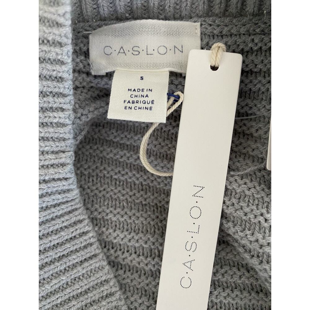 Caslon V-Neck Cable Sweater,gray women size S Cotton Blend A003031 - Picture 6 of 7